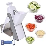 TIKBABA Safe Mandoline Slicer for kitchen,Vegetable slicer for slicing,dicing,julienne(WhiteGrey)