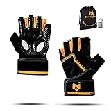 Nova imboxs Guantes Gimnasio para Hombres y Mujeres, Guantes Deportivos Transpirables Antideslizantes con muñequera para Fitness Levantamiento de Pesas Cross Training (M)