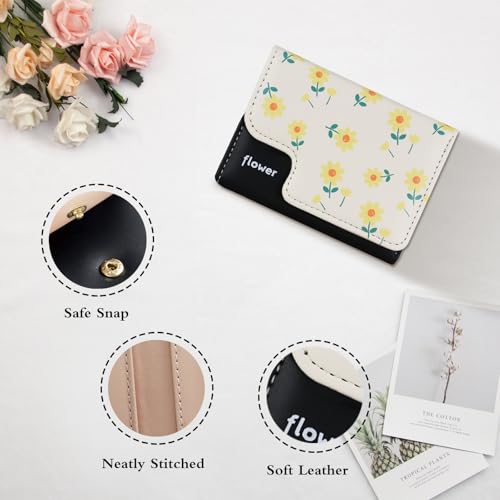 Andiker Small Wallet, Trifold Women Wallets with 1 Cash Compartment and 7 Card Slots, Floral Pattern Ladies Wallet for Women3
