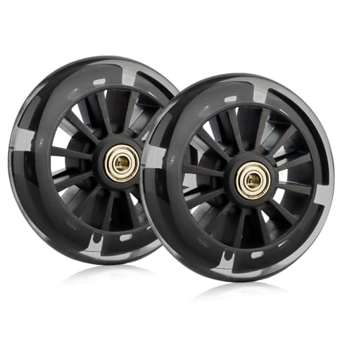 Freestyle-Rollerrad, 2 Stück, beleuchtet, mit LED-Blinklicht, 120 mm, Roller-Reifen mit ABEC-7-Kugellager, Ersatzräder für die meisten Roller (schwarz)