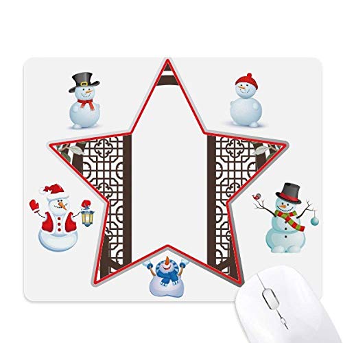 Tapis de souris XXL au motif Noël chinois et bonhomme de neige bleu
