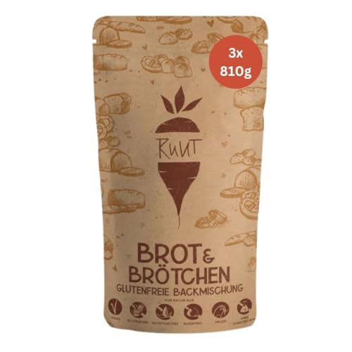 Ruut Glutenfreie Brotbackmischung mit Maniokmehl | 3 x 810 Gramm Vorratspackung | Weizenersatz frei von Getreide, Zusatzstoffen, Konservierungsmitteln | Paleo, vegan & nachhaltig