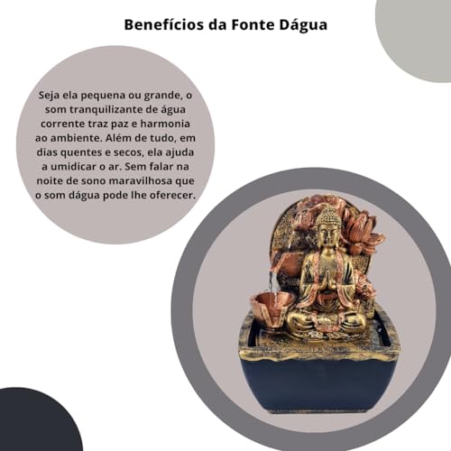 Fonte de Água Cascata Decorativa Buda Feng Shui Meditação Chafariz