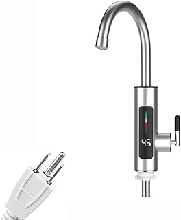 110V Tankless Heating Faucet Hot Water Heater Faucet Instant Electric Kitchen Bathroom Fast Heating Tap Water Faucet with LED Digital Display (Stainless Steel)