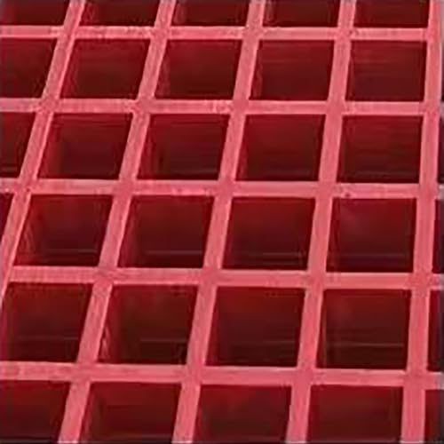31.49x10.62x1.49in Molded Grating, Floor Grating, Fiberglass Drain Grate Molded Gratings High Strength Trench Cover Non Slip Industrial Roof Tread Stair Tread for Outdoor Drainage (Red