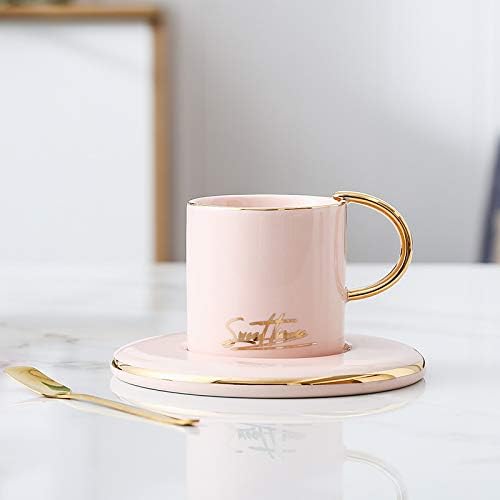 Cups with Saucer Basic for Tea Coffee Cappuccino European Ceramic Gold Continental Cup Set