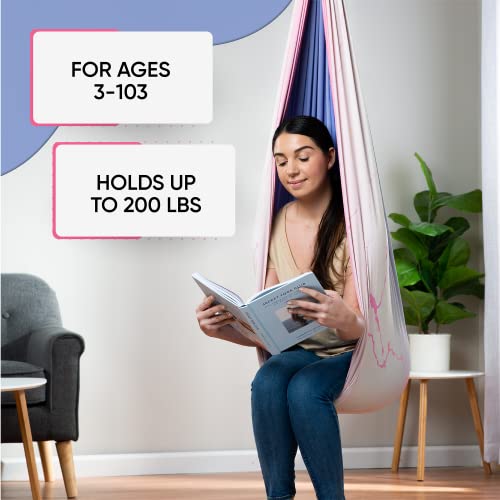 Image of Indoor Sensory Swing for Kids or Outdoor - Holds 300lbs, Double-Layer, & 360 Swivel, Calming Compression Therapy Swing Hammock for Kids & Adults with All Hardware - Sensory-Motor Toys & Gifts