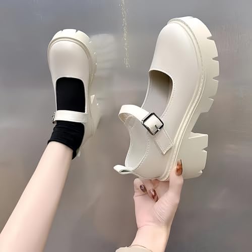 Image of Women's Platform Mary Janes Heart Cat Buckle Rivets Ankle Lolita Gothic Princess Platform Pumps Patent Leather Thorn Vintage Traditional Embroidery Upper Dress Shoes
