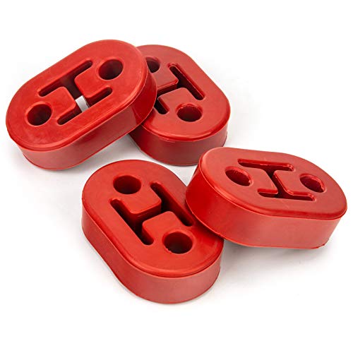 Lot de 4 manchons d'échappement EPDM à 2 trous - Isolateur absorbant les chocs - En caoutchouc haute densité - Trou de 12 mm (78 mm x 48 mm x 26 mm) - Ajustement universel - Rouge Cover