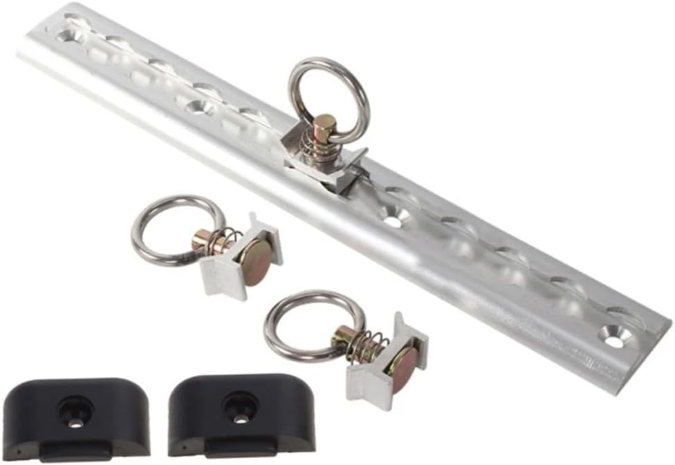 Aluminum Alloy L Track Anchor 35cm Quick Release Ring Bolt RV Trailer Camper Cargo Securing Bar Silver Black(Silver Pull Ring)