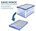 Mount-It! Collapsible Storage Bin with Attached Lid [65 Liter] Folding Crate, Durable Plastic Container, Trunk Storage, Box (23x15x13 Inches), Clear & Blue