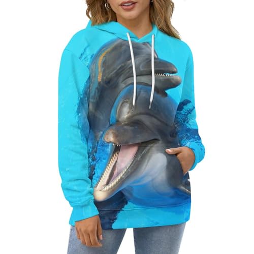 Hoodie dauphin UMENG idéal pour vos sorties décontractées, pull à capuche manches longues