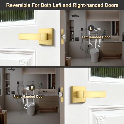 Brotima Gold Front Door Handle Set, Single Cylinder Front Door Handle Only, Gold Entry Handleset, Reversible for Both Right and Left Door by Brotima - Used condition - Image 3