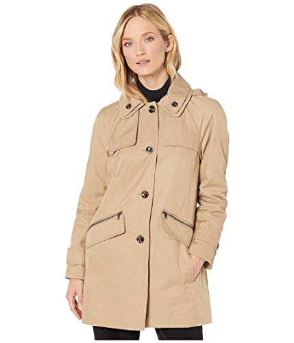 LONDON FOG Beth Walker Coat with Removable Hood British Khaki LG