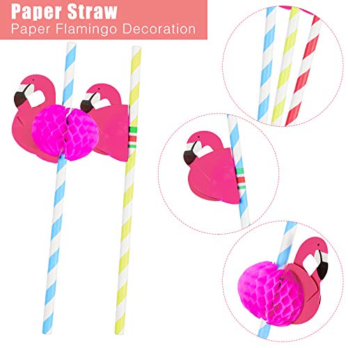 Hysagtek 50 stuks Flamingo papieren rietjes tropische rietjes 3D Cocktail decoratieve rietjes voor Hawaiian Luau Thema… - Image 5