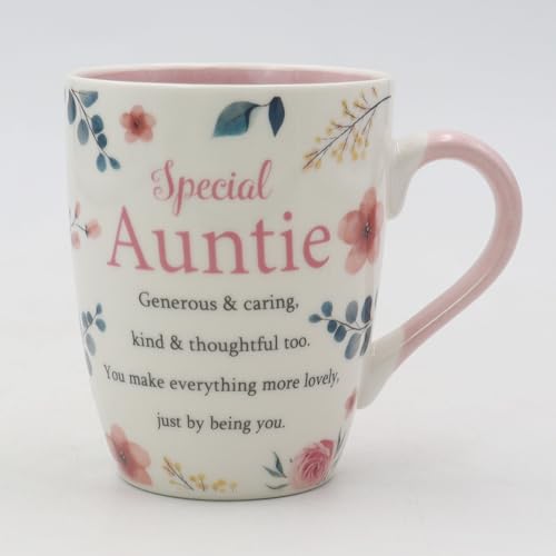 Image of Auntie Mug Gifts for Auntie Presents Thoughtful Gifts for Auntie Cup Quality Bone China Mug Floral Sentimental Verse Birthday Christmas