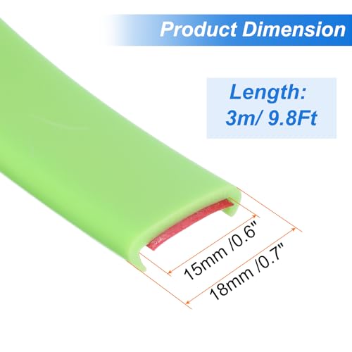 QUARKZMAN U-Form Kantenband, 9,8ft x 3/5in TPE Selbstklebendes Furnierkantenband, Sperrholzkantenabschluss Flexibler Möbelkanten-Schutz für Furnier-Arbeitsplatte Schrankregal (Grün).
