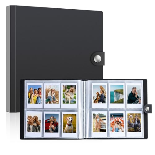 Mini Fotoalbum,Fotobuch zum Einkleben, Mini Album für 144 Fotos, zur Aufbewahrung von Baby, Kinder, Familien und Hochzeitsbildern(Schwarz)