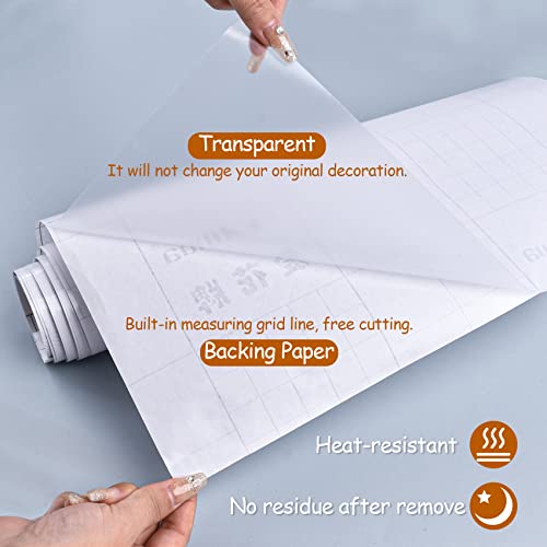 5Pcs Clear Contact Paper,39.5 * 16.5" Clear Glossy Self Adhesive Film Covering,Oil Proof Protective Film Transparent Kitchen Backsplash Wallpaper Wall Protector,Removable Clear Shelf Drawer Liner #TOP2