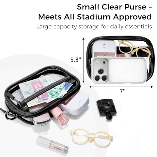 Image of Tiostep Small Clear Bag for Stadium Events Crossbody with Phone Holder and Wristlet Strap Mini Clear Purse for Concert and Stadium Approved