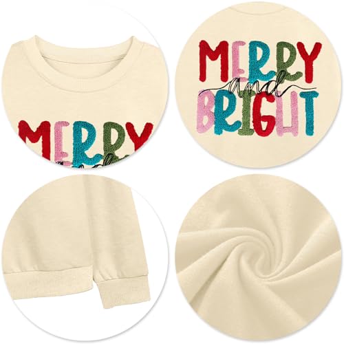 Image of Christmas Sweatshirt Women Merry and Bright Christmas T-Shirt Funny Xmas Lights Blouse Tops Holiday Shirts