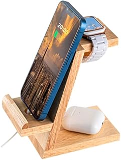 For Apple Watch Stand, Dreamholder 2 in 1 Natural Wood Phone Holder, Desktop Stand Charging Dock for iPhone 14 13 12 11 All Series and Apple Watch Series 8/SE2/7/6/SE/5/4/3/2/1