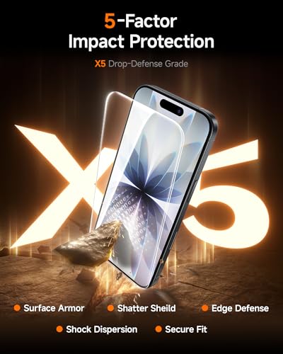 Image of SMARTDEVIL 2 Pack for iPhone 17 Screen Protector, 9H Hardness Military Grade Shatterproof, HD Clear Tempered Glass with Auto Dust-Elimination, Bubble Free, Easy Installation, Case Friendly
