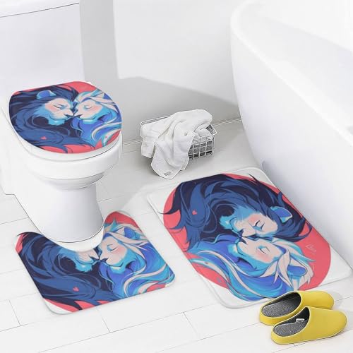 Rideau de douche squelette et lion en polyester imperméable avec tapis de bain - 5