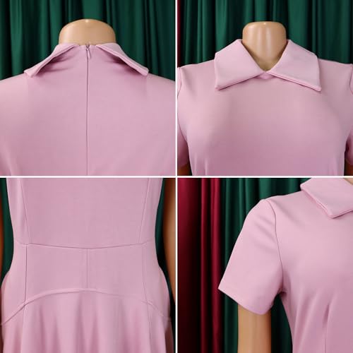 Image of Women A-Line Long Dress Polo Collared Short Sleeve Plus Size Casual Dresses Flared Swing Dress Elegant Maxi Dresses