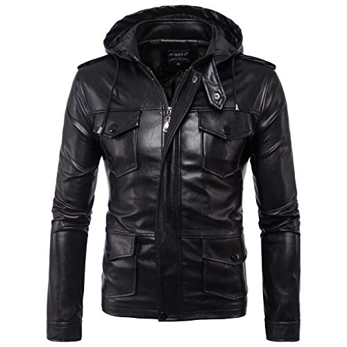 Herren Lederjacke Biker Jacke Tasche Winterjacke Motorradjacke Übergangsjacke Vintage Motorrad Reißverschluss Langarm Mantel Top Blusen