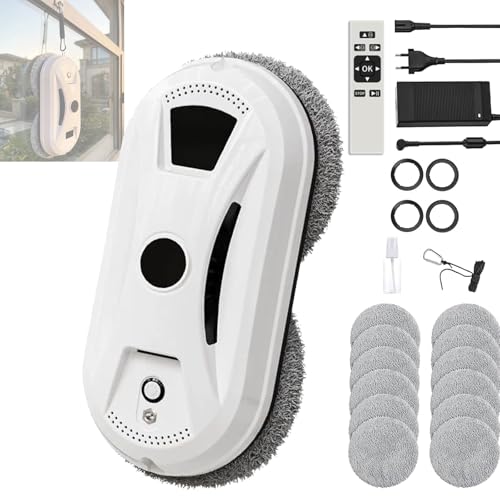 Image of Automatic Smart Window Cleaning Robot, 3000Pa Suction Window Cleaner with Mimetic Dual-Disc Scrubbing, AI Path Planning for High-Rise Home Frameless Glass, Mirror, 90mm Thin (1 Pcs)