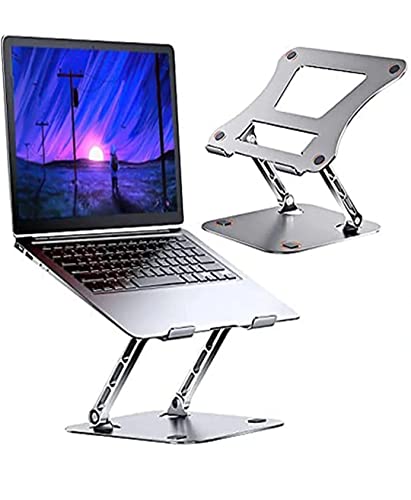 Image of Aluminum Tabletop Laptop Stand Ergonomic Foldable Portable Laptop Stand Holder Compatible for MacBook, HP, Dell, Lenovo & All Other Notebook