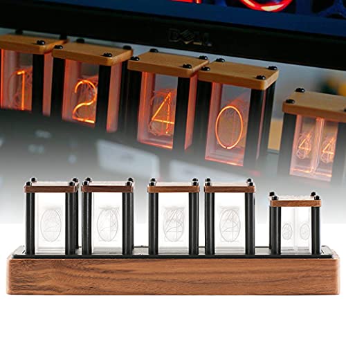 Digital Desk Clock,Imitated Nixie Tube Clock,Led Tube Clock,Rgb Color Changing, 12/24H Display,5V Usb Portable Clock, Minimalism Scandinavian Home Decor, Industrial Punk Lighting Style (Walnut Wood) #TOP14
