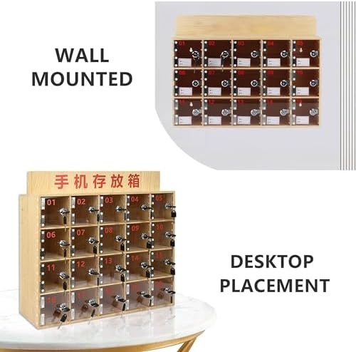 Wall-Mounted Wooden Cell Phone Locker - Classroom & School Organizer - Mobile Device Storage Box for Effective Classroom Management & Student Engagement