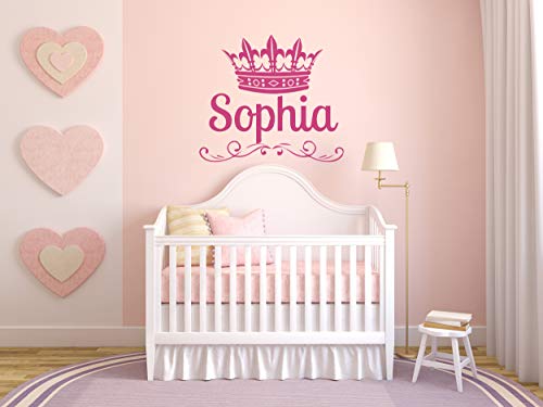 Vinyl Sticker Sophia Name Girl Crown Princess Queen Font Type Kids Room Nursery Mural Decal Wall Art Decor Eh946 #TOP6