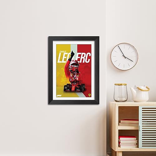 Image of TenorArts Charles Leclerc Poster F1 Driver Posters Formula One Photo Frame Painting with Matt Finish Dark Texture (12 inches x 9inches)
