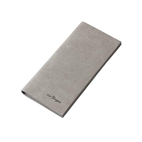 Preisvergleich Produktbild JOSEKO Faltbare Geldbörse für Herren Brieftasche Herren Geldbeutel Thin Man Kartenhalter Geldbörse Lange schlanke Geldbörse aus Leder mit Mehreren Kartenfächern Grau