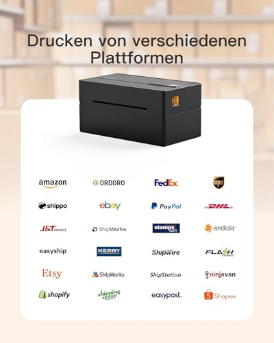 Inateck Mobile Thermo-Etiketten-drucker, Kabelloser 4x6 Versandetiketten Drucker für Versandpakete, Kompatibel mit iPhone, Android, iPad, Windows, MacOS, Chrome, USPS, Schwarz