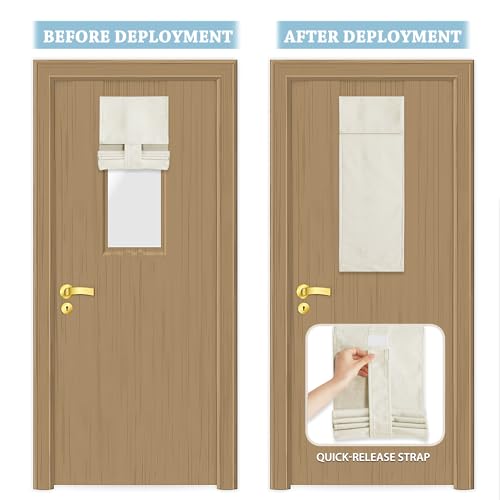 RYB HOME Classroom Door Window Cover, 100% Blackout Shades for Classroom Windows and Doors Cover Lockdown Shades Blocks Views, W 8 x L 36 inch, Ivory, 1 Panel