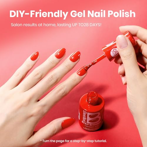Image of Beetles Red Gel Polish - 15ML /0.51Fl Oz, Red Gel Nail Polish, Same Color Same Bottle STAY SHINING Series, Soak Off UV LED Lamp Spring Nails Art, Long-Lasting Manicure Salon DIY Home Nails