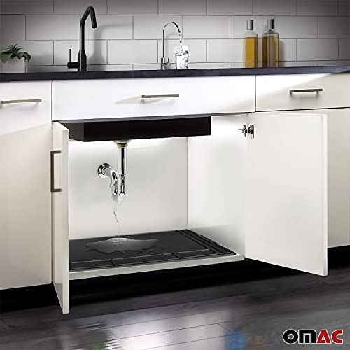 OMAC Under The Sink Mat, Trimmable, Waterproof, Raised Edge Liner Protector for Kitchen