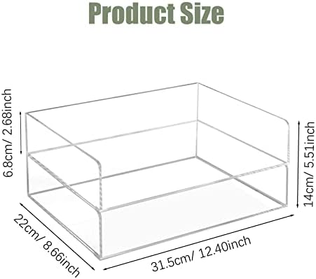 Clear Acrylic Desk Organizers, BOJVESH 2-Tier Paper Organizer Tray, Stackable Classroom File Storage, Workspace Supplies Accessories for Office Home Documents A4 Notebook
