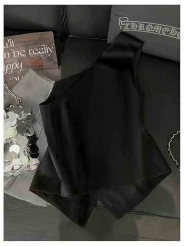GORGLITTER Women's One Shoulder Blazer Vest Tops Sleeveless Metal Button Up Business Casual Work Suit Top Dressy Trendy2