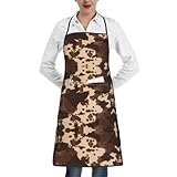 OTTKGGA Braune Schürze aus Rindsleder, bedruckt, wasserdicht, verstellbare große Taschen, Küche,...