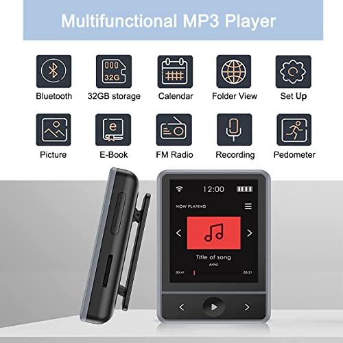 Mp3 Player With Bluetooth 5.0, Portable Sport Clip Walkman 32Gb Mp3 Player With Fm Radio Stopwatch Pedometer Voice Recorder For Sport Running Ultralight Wearable Small Music Player #TOP5