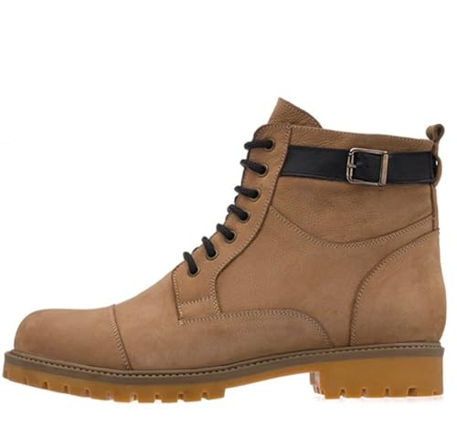 DALGALA Men's Big Size Sand Brown Nubuck Casual Ankle Boots Lace up Comfortable Walking Boots4