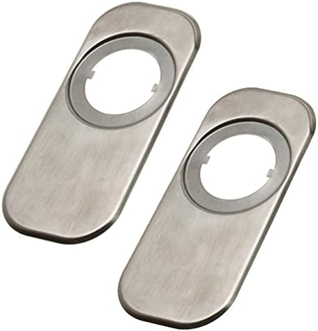 Pack of 2 Security Shields for Locks 165 x 74 mm | Prevent Scratching Doors with Keys | Rectangular Shape | Matt Chrome Brass