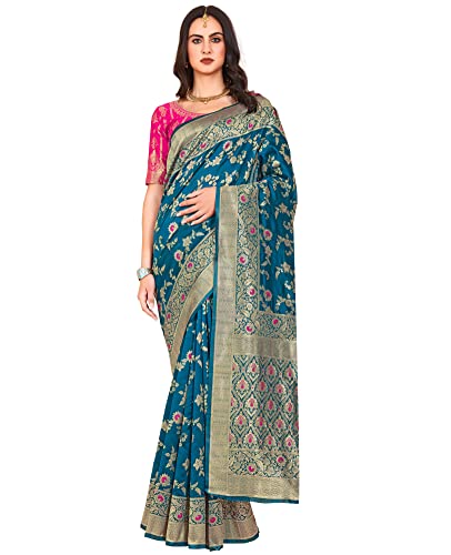Image of Glory Sarees Women's Banarasi Silk Saree With Blouse Piece (Kara164 Parent)