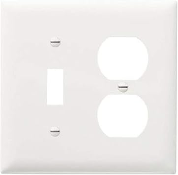Legrand Pass & Seymour TPJ18WCC10 Trademaster Jumbo Oversized Unbreakable Nylon Wall Plate, 2 Gang, Combination One Toggle and One Duplex Outlet Cover, White 1 Count, Two Gang