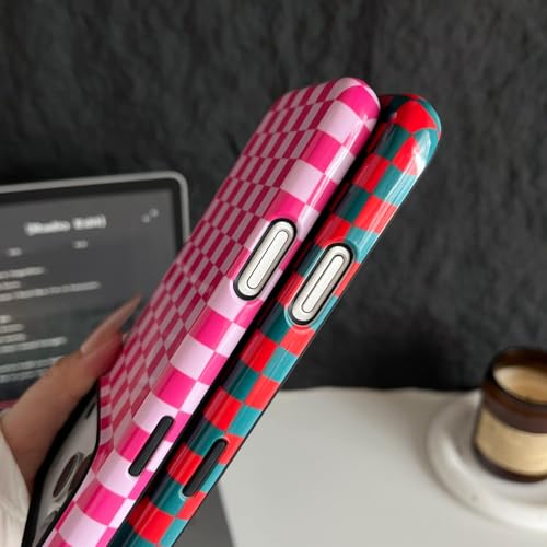 Coque iPhone 17 Pro à carreaux vert et rouge en TPU et PC rigide par Longlayss